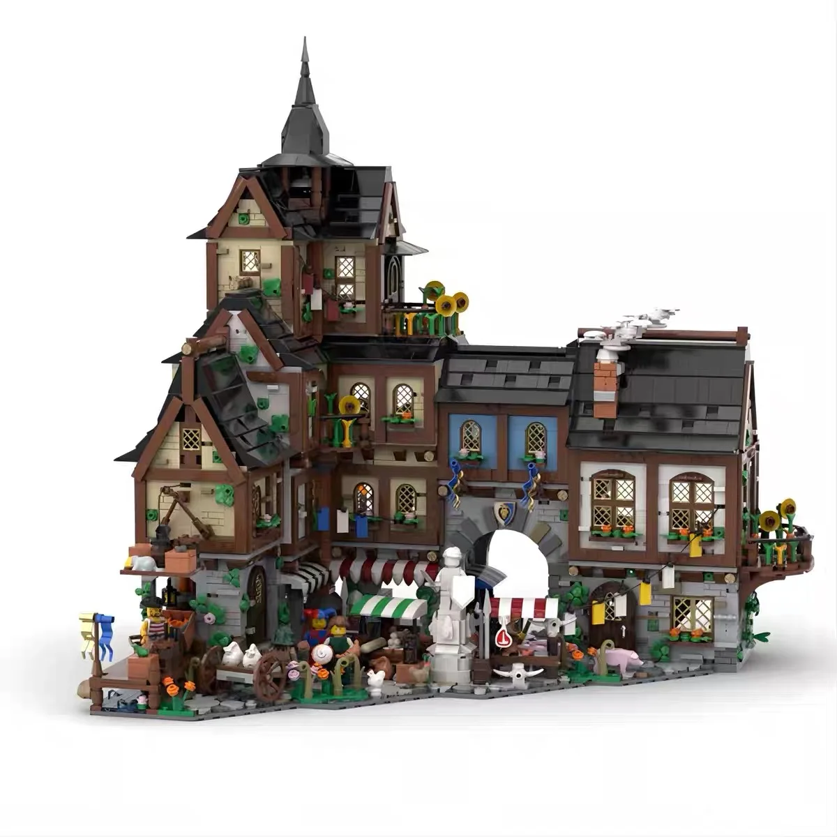 

MOC Medieval Wilderness Port Hanging Mountain Model Building Blocks Set Island Castle Series House Bricks Toy Birthday Kid Gifts