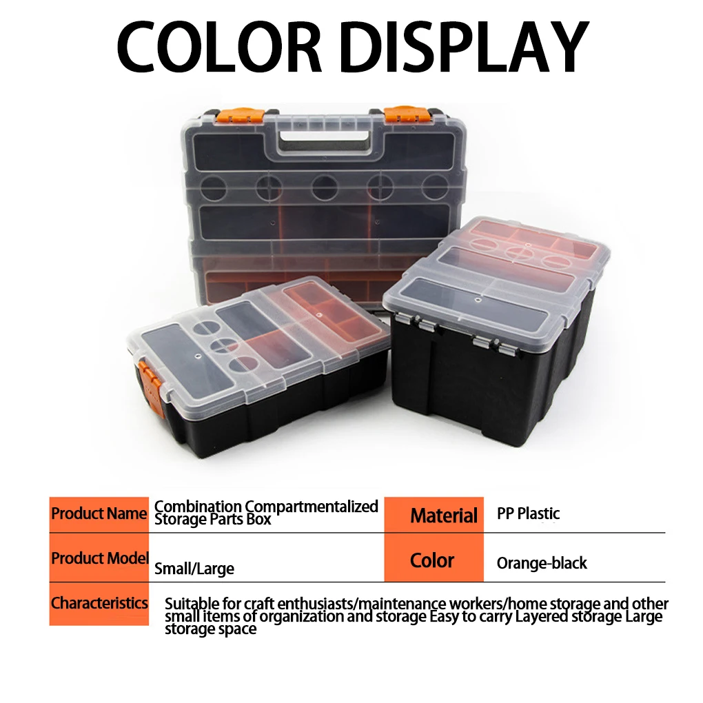 Mały organizer na narzędzia z regulowanymi przegródkami, pojemnik na śruby i elementy złączeniowe z ABS, pudełko do przechowywania śrub.