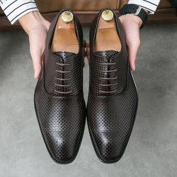 Zapatos de vestir de negocios para hombre, calzado Formal de cuero con abertura, talla grande 38-48, Oxfords