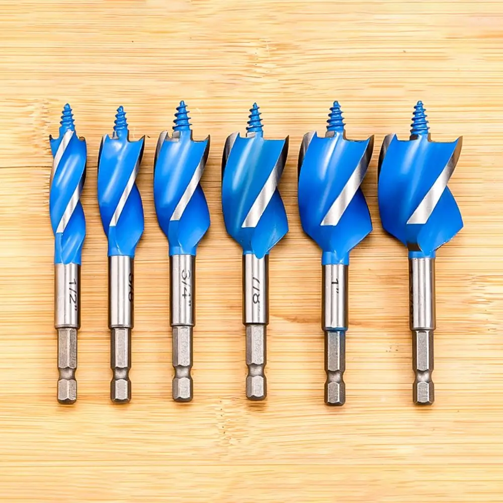 

6pcs Wear-resistant Three Slot Twist Drill Bit Hex Handle High Hardness Auger Drill Bits Fast Cut Antirust Hole Opener Furniture