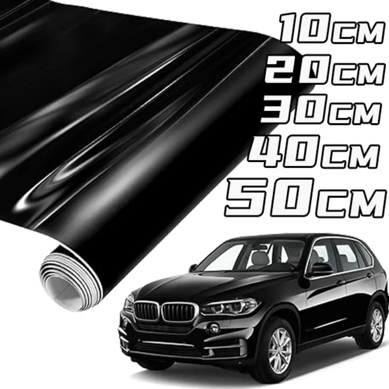 سيارة لمعان الفينيل التفاف فيلم أسود مشرق اللون ملصق سيارة دراجة نارية الجسم التصميم الشارات أعواد تزيين اكسسوارات 150x50 سنتيمتر