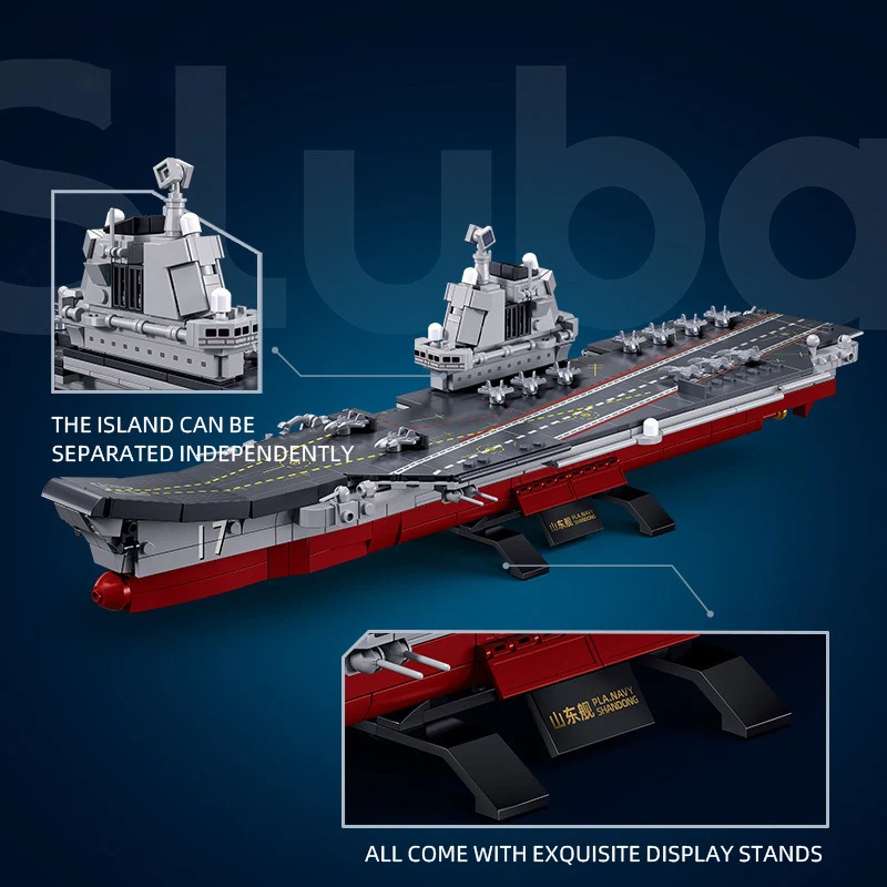 B1210 Hot Sluban Blocks Military Maritime Aircraft Carrier Model Building Blocks Plane WW2 Battleship Warboat Brick Toy Gift