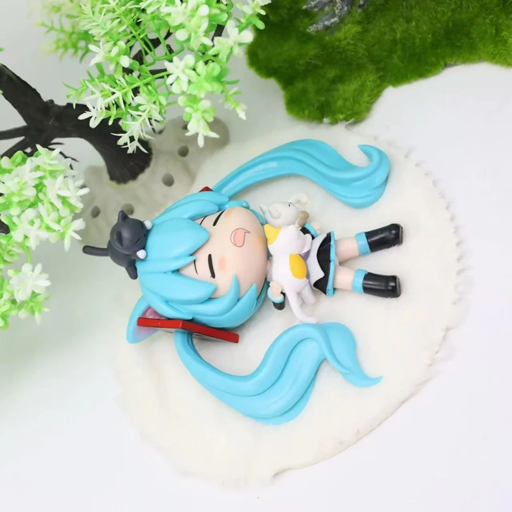 12CM Hatsune Miku Figure Virtual Anchor Anime Sleep Styling Model Toy Gift Chassis Collection Ornaments Crafts Artwork PVC