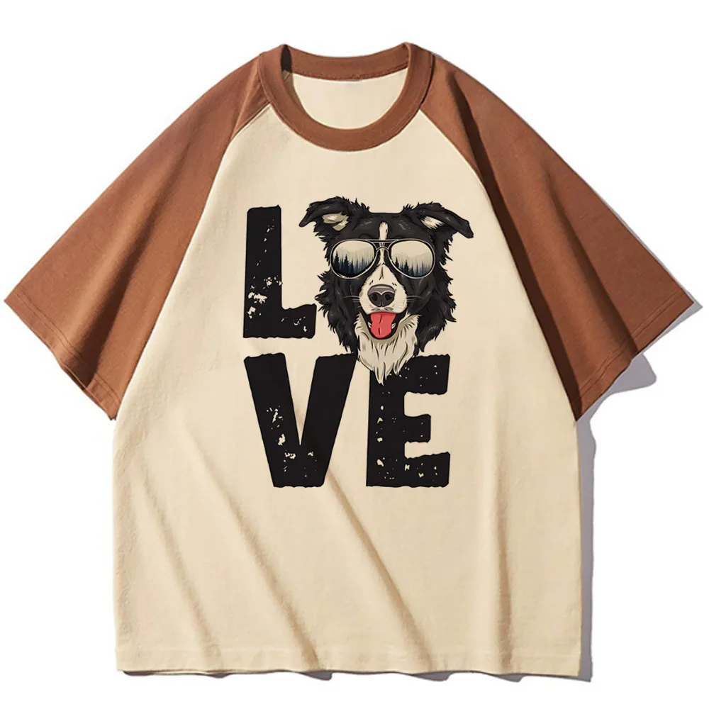 Border Collie t shirt teen graphic 2000s Pastel aesthetic t-shirt hip hop Classic Grunge Digital University women