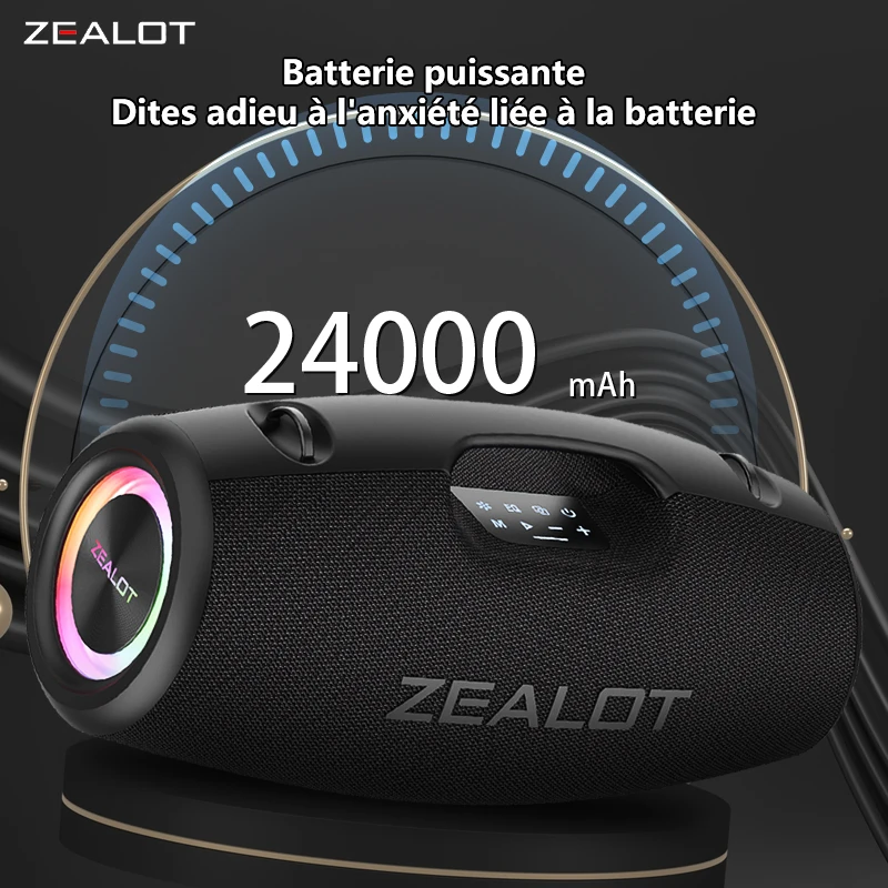 ZEALOT-S78 100W Enceinte Bluetooth portable pour camping en extérieur, enceinte puissante avec excellente performance des basses, étanche