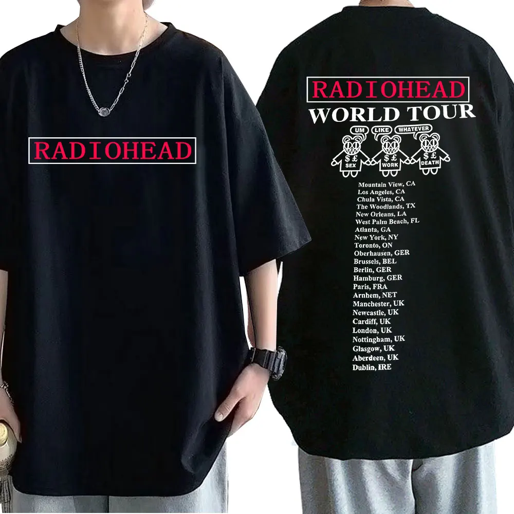 Vintage Rock Band Radiohead T Shirt Men 100% Cotton T-shirts Hip