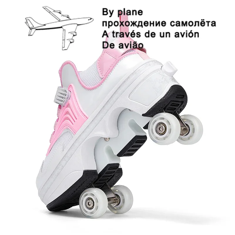 Casual Sneakers Walk Roller Skates Deform Runaway Czterokołowe łyżwy dla dorosłych mężczyzn Kobiety Unisex Dziecko Deform Wheel Parkour Shoes