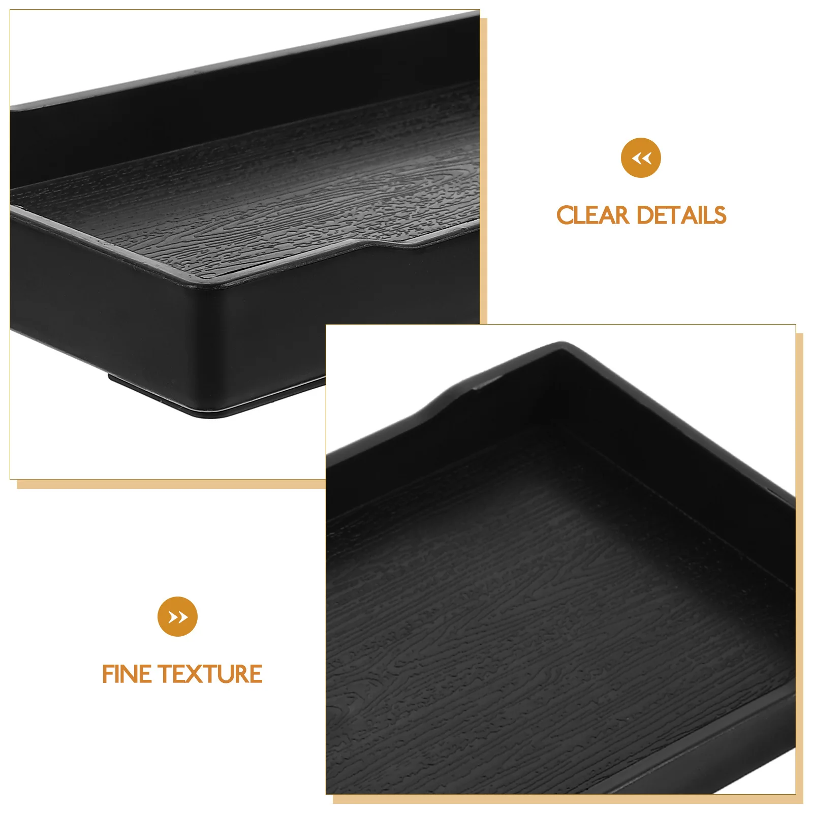 Bandeja para mostrador de baño, organizador de tocador de PP Rectangular negro para cosméticos, toallas, almacenamiento de maquillaje, tocador multifuncional, 4 Uds.