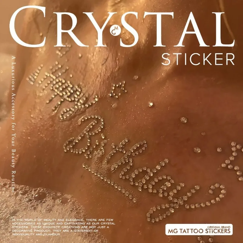 Best Wishes Crystal Diamond Sticker for Woman Face Body Chest Leg Hair Decor Festival Art Pink White Facial Makeup Stickers view 3