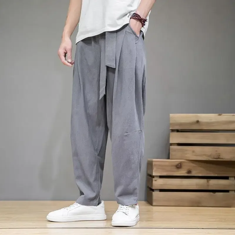 

Spring Cotton Linen Pants Men Elastic Waist Casual Harem Pant Loose Sweatpants Traditional Chinese Trousers pantalons homme 2025