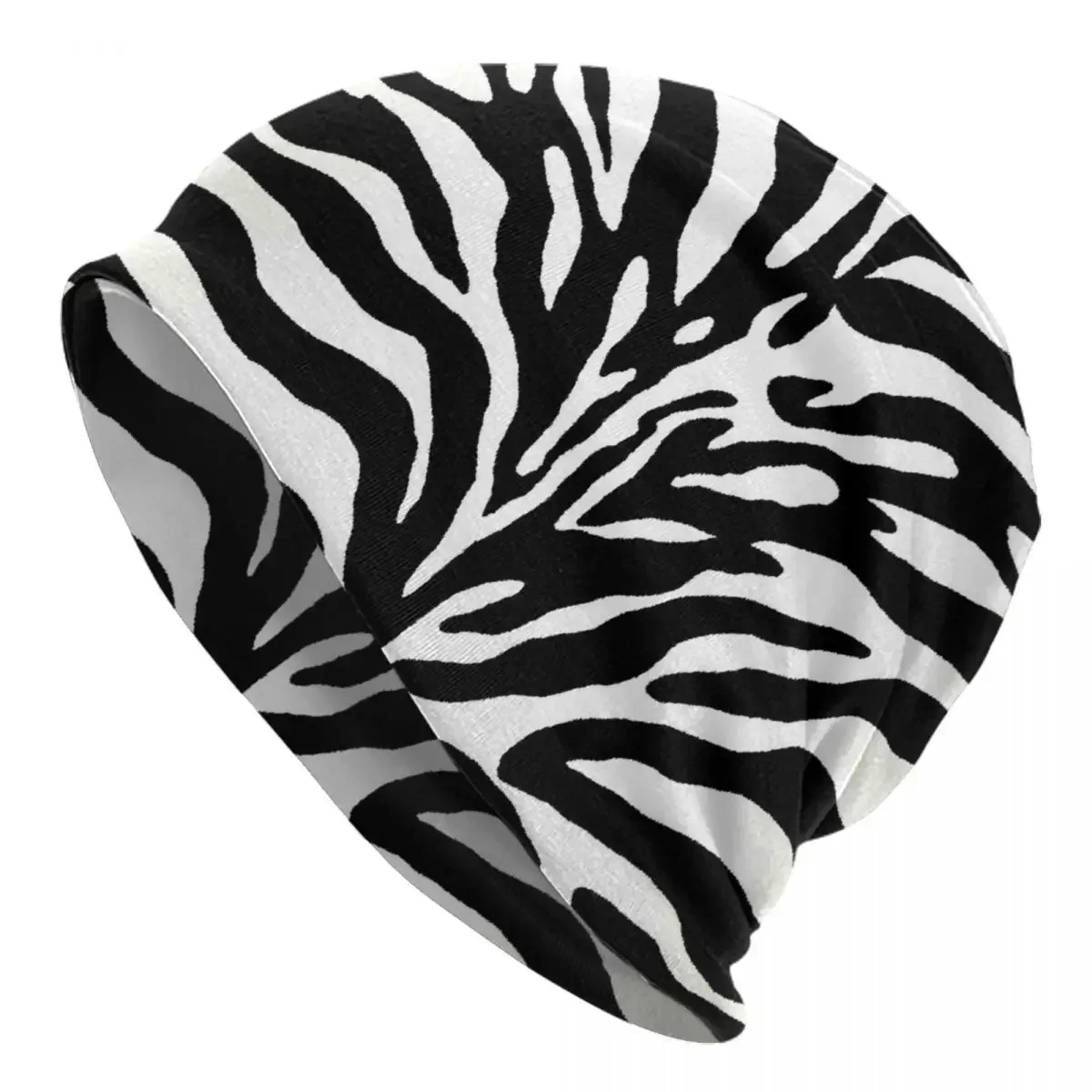 Wild Animal Print Zebra Black And White Caps Fashion Adult Street Skullies Beanies Hat Spring Warm Head Wrap Bonnet Knitted Hat