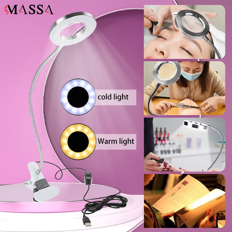 Lámpara de pestañas USB, luz LED fría y cálida, luz de dos colores, salón de belleza especial, injerto de pestañas postizas, lámparas de extensión, herramientas de maquillaje