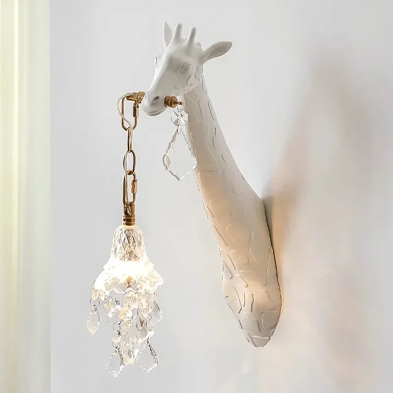 lampada de parede de resina animal girafa apaixonada atmosfera de designer iluminacao de cabeceira corredor decoracao da sala de estar luz do quarto bonito 01