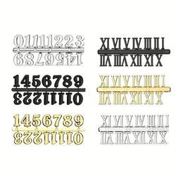 1 Set Clock Number Plate Roman Arabic Tricolor Clock Part DIY Clock Numbers Quartz Needle Wall Clock Replace Needle