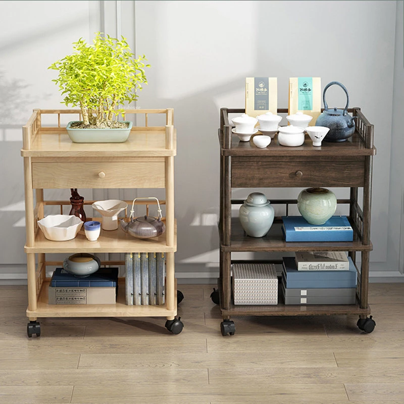 

Modern Beauty Salon Solid Wood Salon Trolleys Home Mobile Trolley Salon Furniture Barber Shop Special Tool Trolley Storage Rack