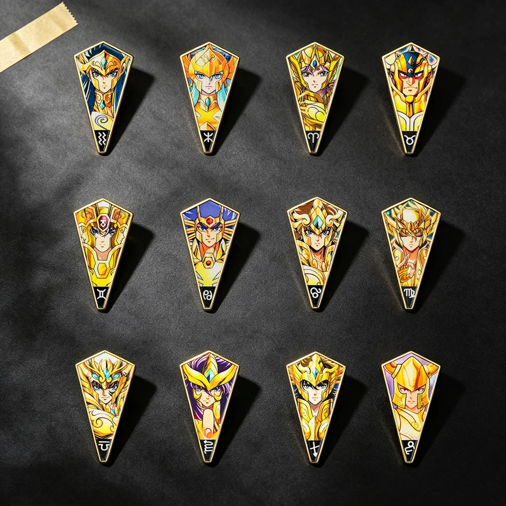 6-12Pcs Anime Saint Seiya Enamel Pins For Backpack Cartoon Gold Saint Brooch Badge For Clothes Schoolbags Friend Collect Gift view 4
