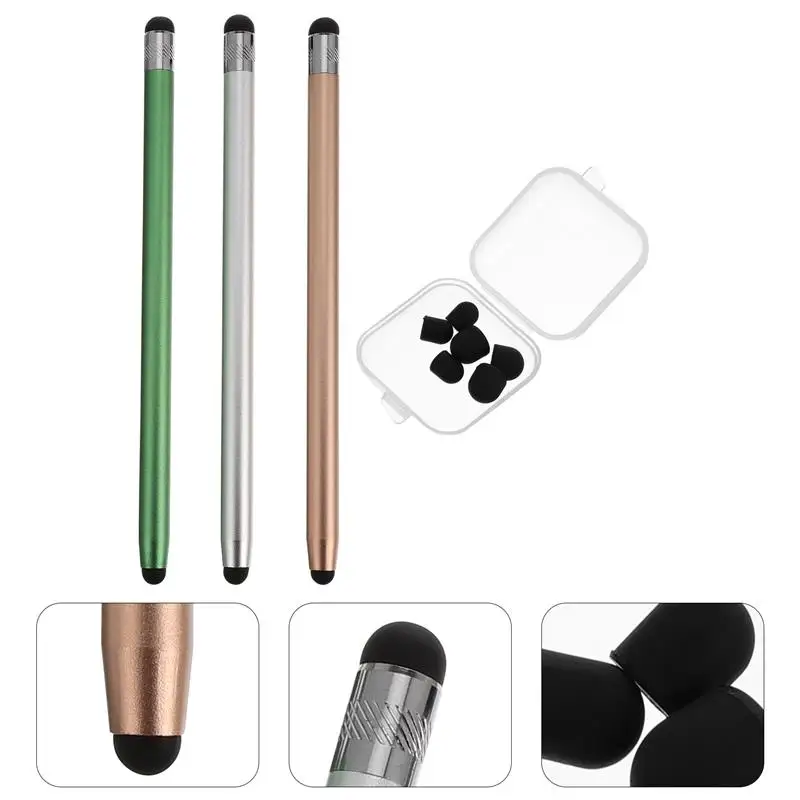 3Pcs 2 In 1 Sensitivity Capacitive Stylus Pens Universal Touch Devices Capacitive Stylus Pen For Phone Tablet W/6Pc Replace Tips