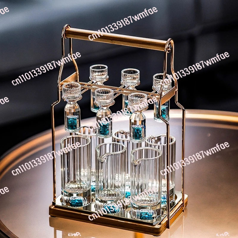 

Light luxury hand-ground crystal glass gold foil Baijiu cup two-and-two wine set Household Xiaolie wine cup