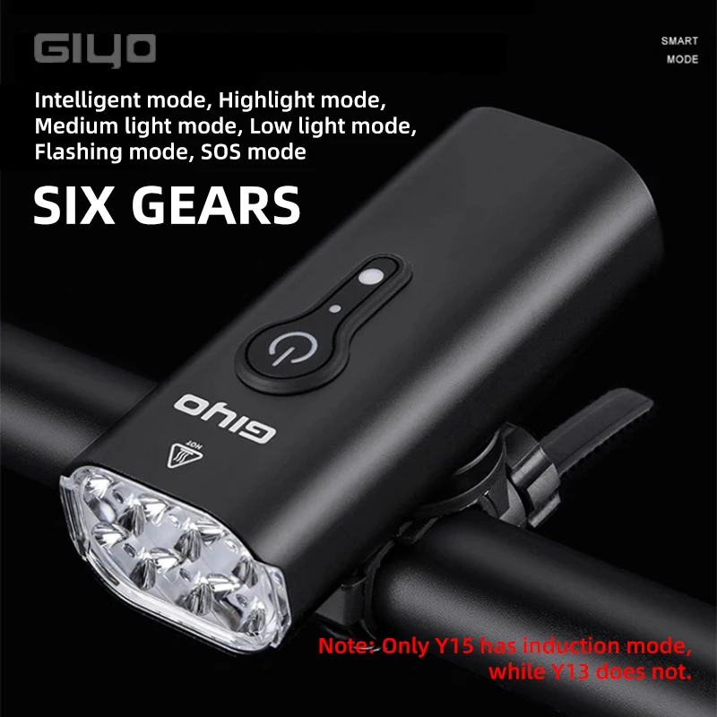 Giyo 2000LM Bicycle Headlight IPX6 Waterproof Aluminium Body MTB Road Bike Front Light 6 Gear Mode 4800mAh USB Charing