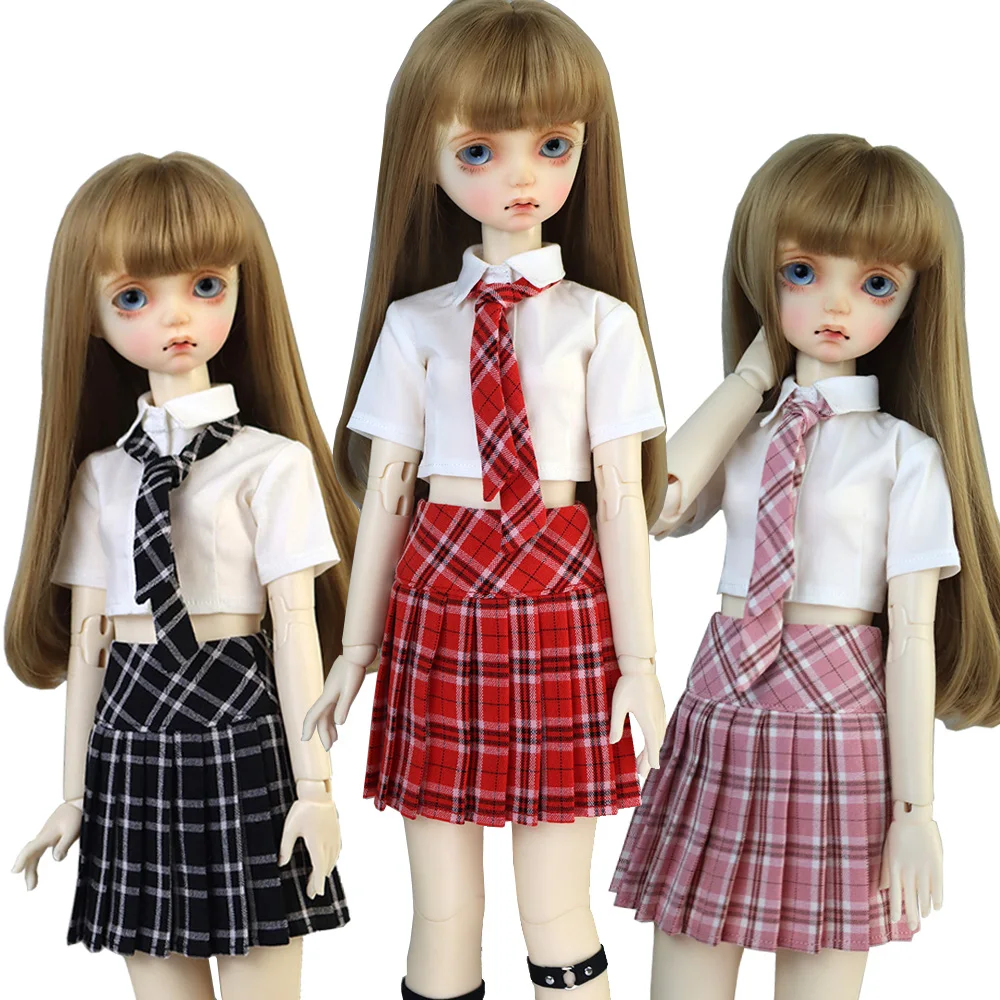 BJD doll clothes 1/4 1/3 moving ball joint doll school uniform skirt pleated skirt short sleeve shirt