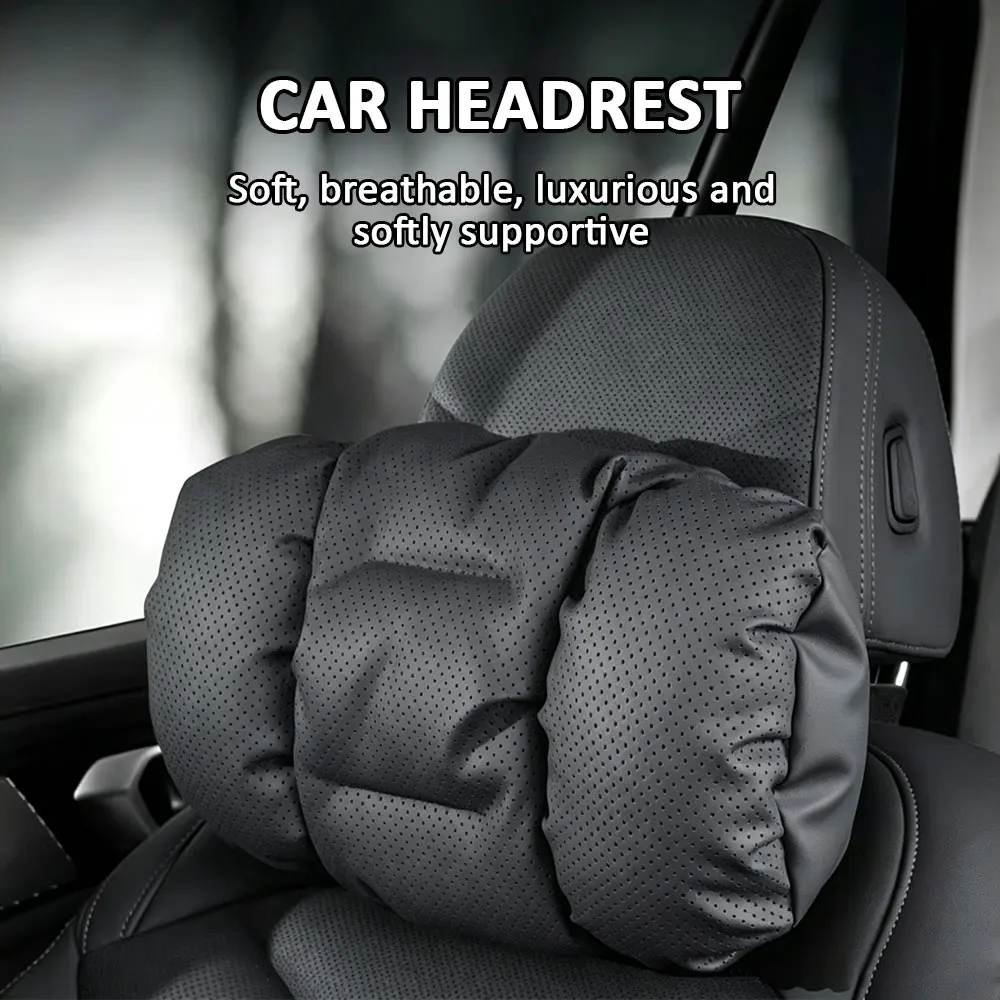 Punched Imitation Nappa Leather Car Headres Neck Support  Auto Neck Pillow Cloud Cotton Soft And Breathable Seat Neck Pillow