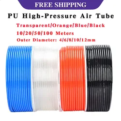 10/20/50/100 Meters PU High-Pressure Air Tube Hose 4mm/6mm/8mm/10mm/12mm For Air Compressor High Pressure Polyurethane Tube 