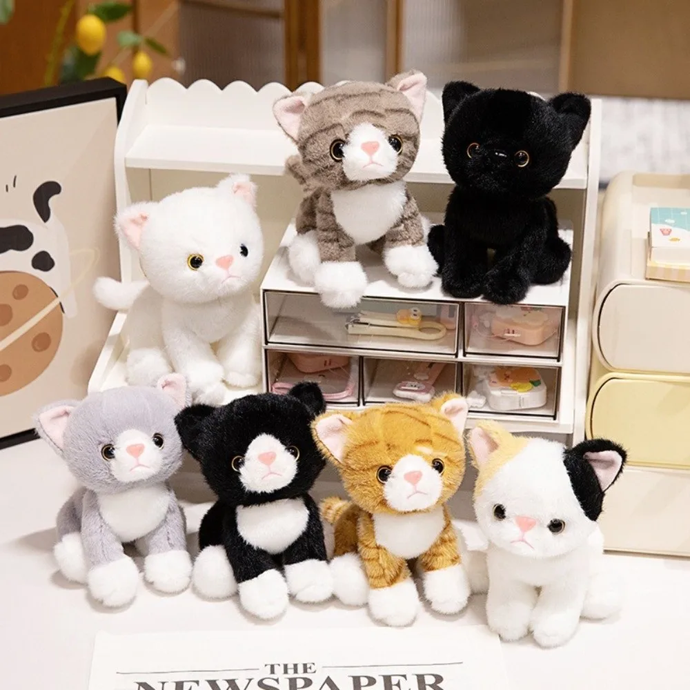 New Realistic Kitten Shape Cat Keychain Furry Sitting Cat Cat Cute Soft Metal Key Ring Bag Accessory