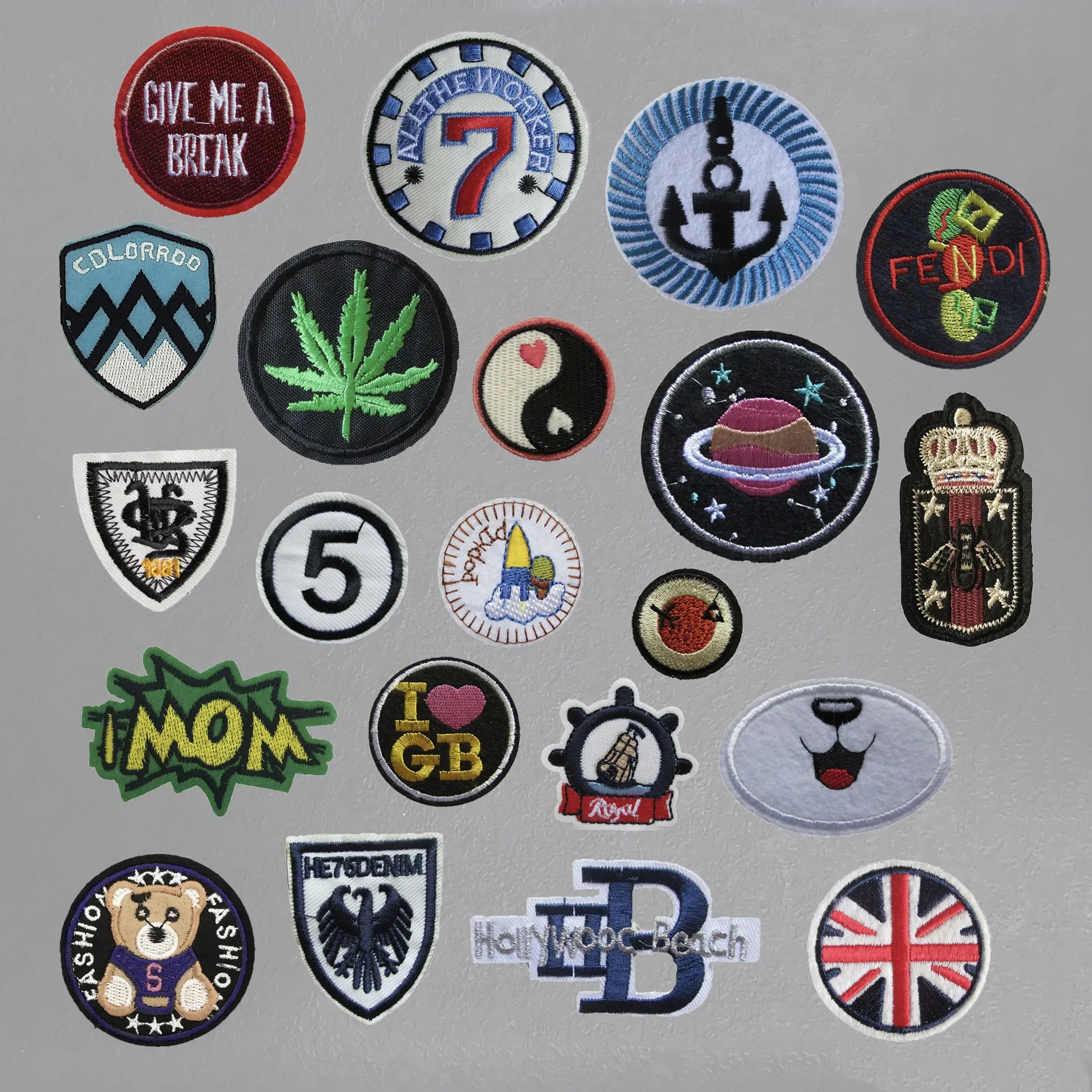 Round and Rectangular Badges Embroidered Cloth Patch with Hot Melt Adhesive Ironing Clothing Decoration Matching Patch Patch