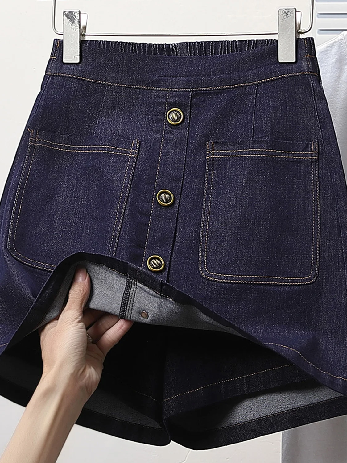 

Summer 2026 Casual Wide Leg Short Skirt Pants Anti-Light Thin Lyocell Denim plus Size Women's Comfortable Skirts Shorts