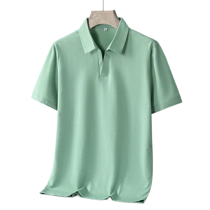 TFETTERS 2024 Summer Tops Polo Shirt for Men PIQUE Material Solid Color Short Sleeve Turn Down Collar Cheap Stuff Tee Tshirt Man