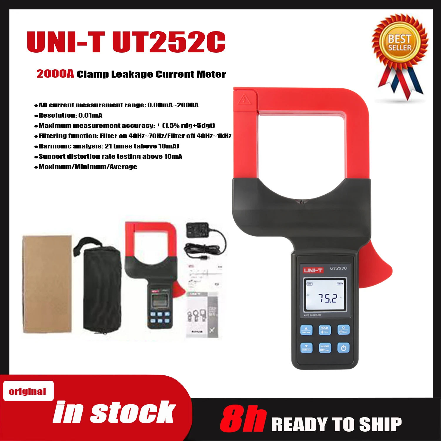 UNI-T UT251A+ UT252C UT253C Clamp Shaped Leakage Current Meter Digital High-precision AC Leakage Current Clamp Meter Electrician