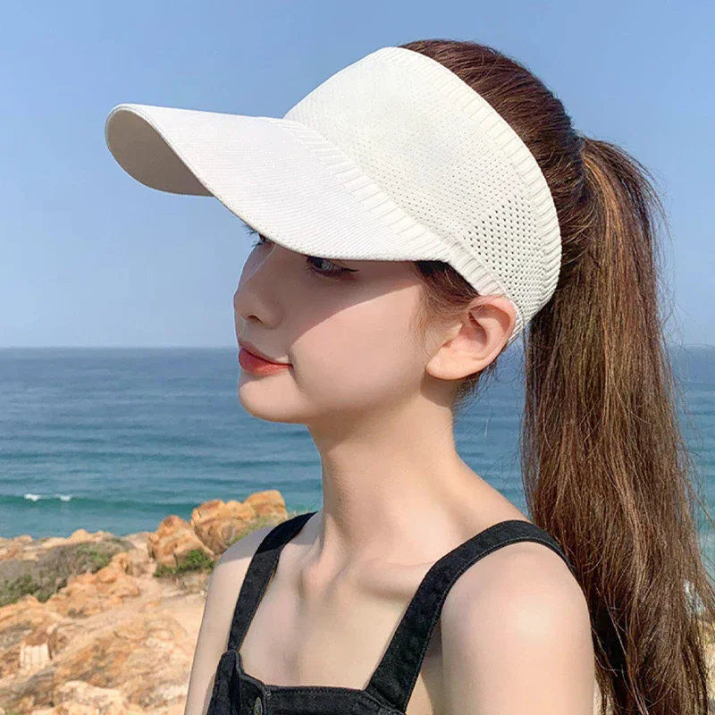 Summer Breathable Visor Hat Outdoor Sports Openwork Mesh Sun Protection Hat, UV Protection Sun Hat