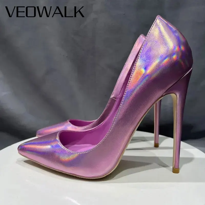 

Veowalk Pink Matte Women Sexy Pointed Toe Shallow Thin High Heels Ladies Slip On Dress Stiletto Pumps for Wedding Bridal,Party