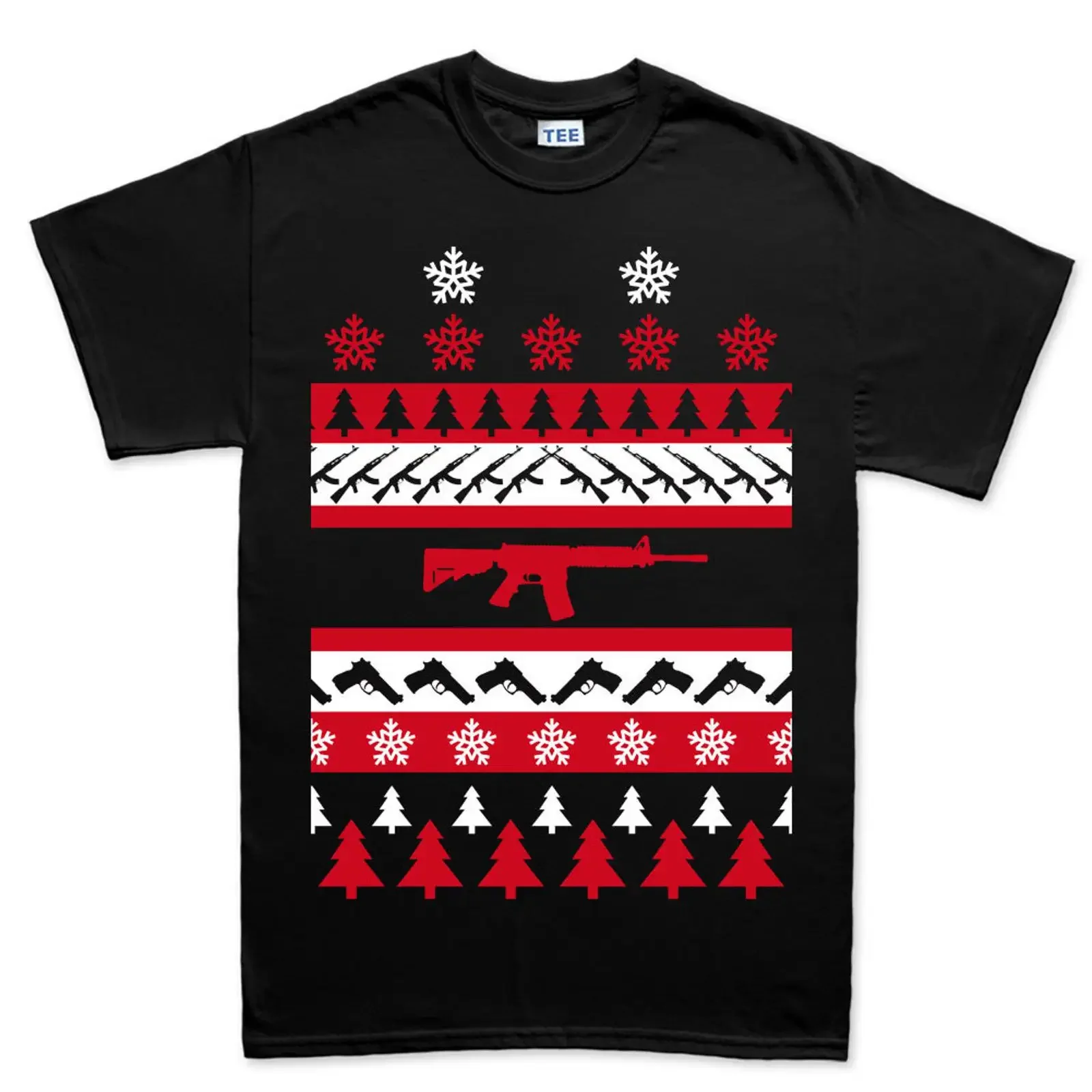 Mens Guns AR 15 1911 Christmas Ugly Sweater G43 G19 T shirt Top vintage Washed designer clothes fashion Breathable Versatile
