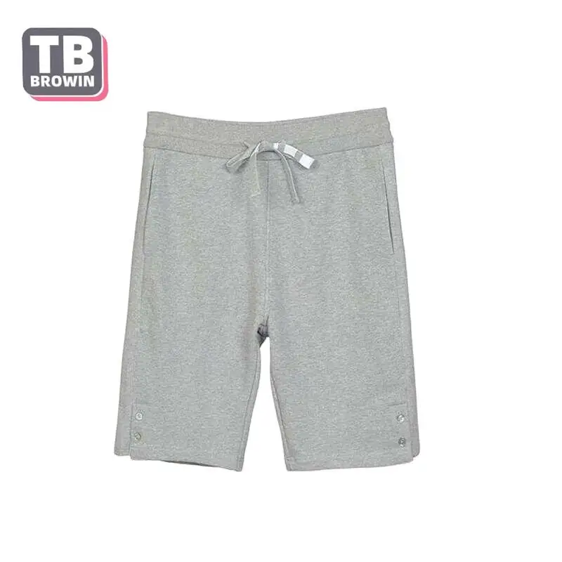 TB BROWIN Quần Short Nam Cao Cấp Thương Hiệu Thơm Mùa Hè Quần Lót Classic Cotton 4-Thanh Sọc Màu Xám Nhạt Shorptants Thể Thao khoác Harajuku