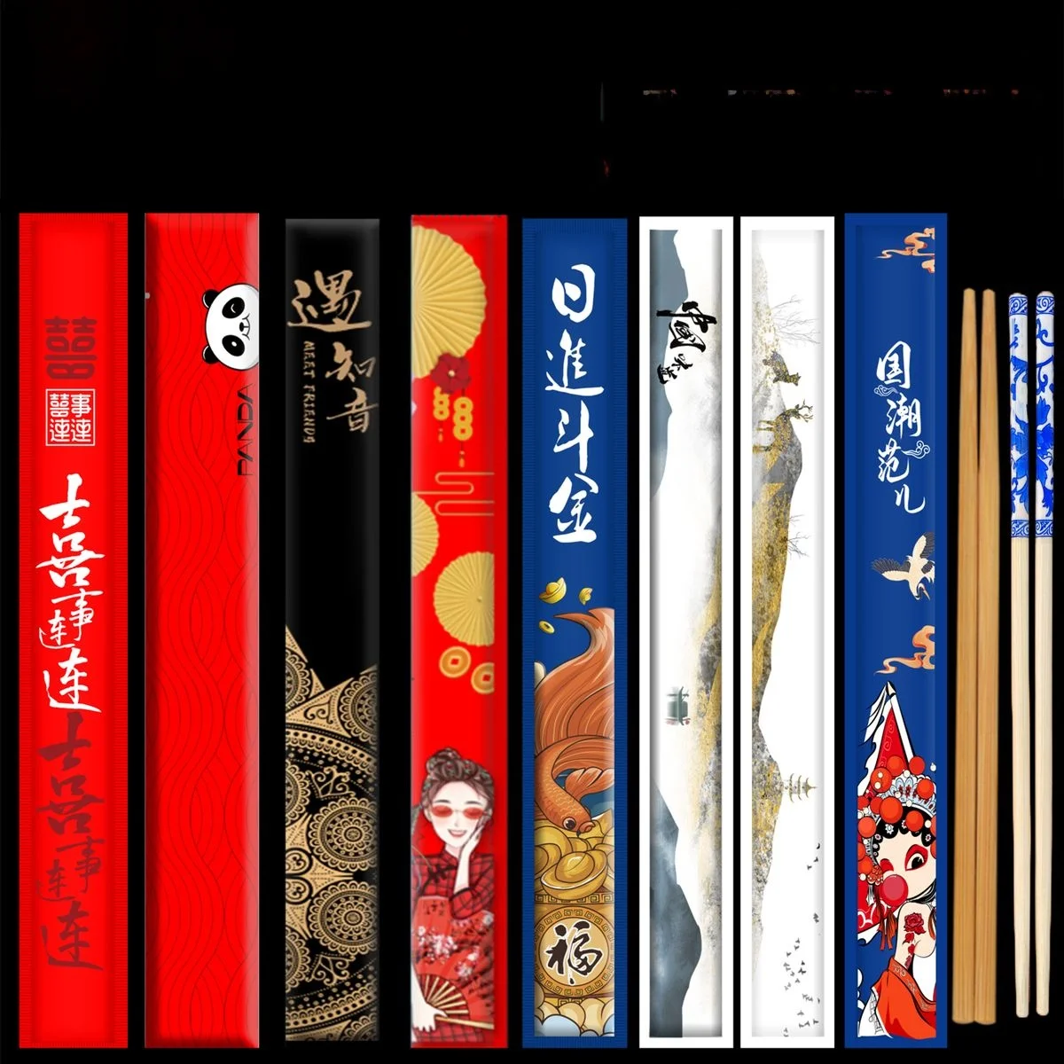 

Disposable Bamboo Chopstis for Snake Year New Year Commercial Use High End Logo Cusizable Restaurant Takeout Fast Food H...