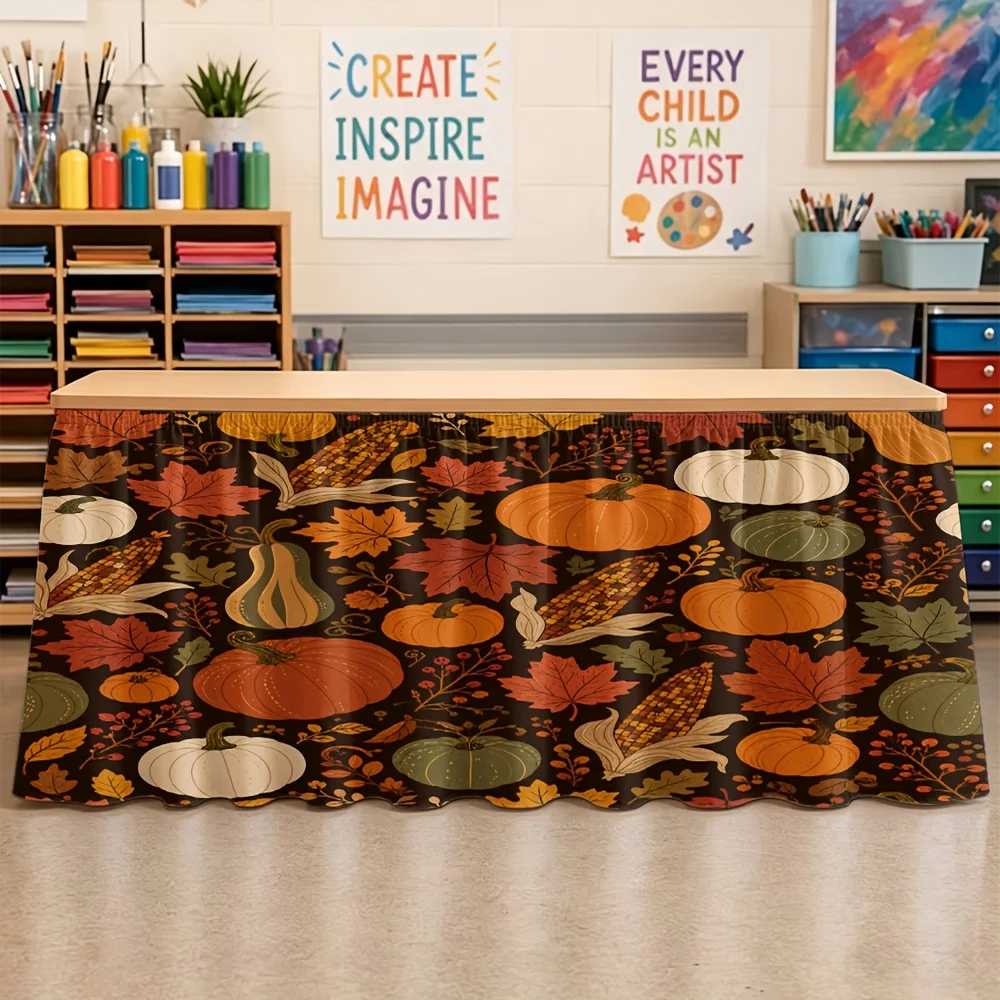 Halloween, Christmas, back-to-school season, tablecloth with decorative patterns such as pumpkins, maple leaves, corn, etc.zyc