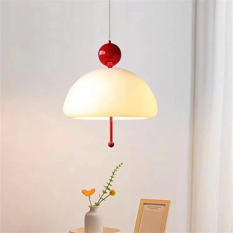 

French bauhaus pendant light Medieval hanging white glass lamp living room cream glass bedroom bar dining room light fixtures