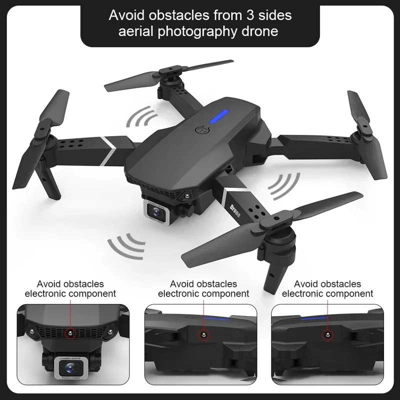 E88 Pro Drone ESC 4K Profesional HD Dual Wide Camera Brushless Obstacles Avoidances Aerial Optical Foldable Quadcopter Mini Dron