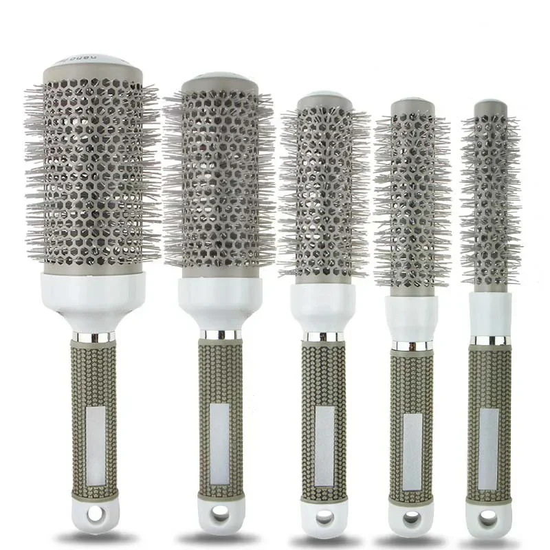Portable 1/5pcs 5 Size Hair Brush Nano Hairbrush Thermal Round Barrel Comb Hairdressing Hair Salon Styling Drying Curling