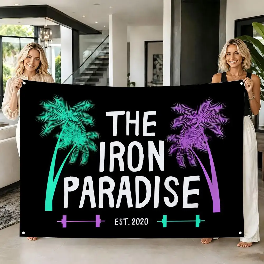 Bodybuilding I-IRON PARADISE Flags Tapestry Creative Pattern Photo Living Room Wall Art Party Outdoor Decor