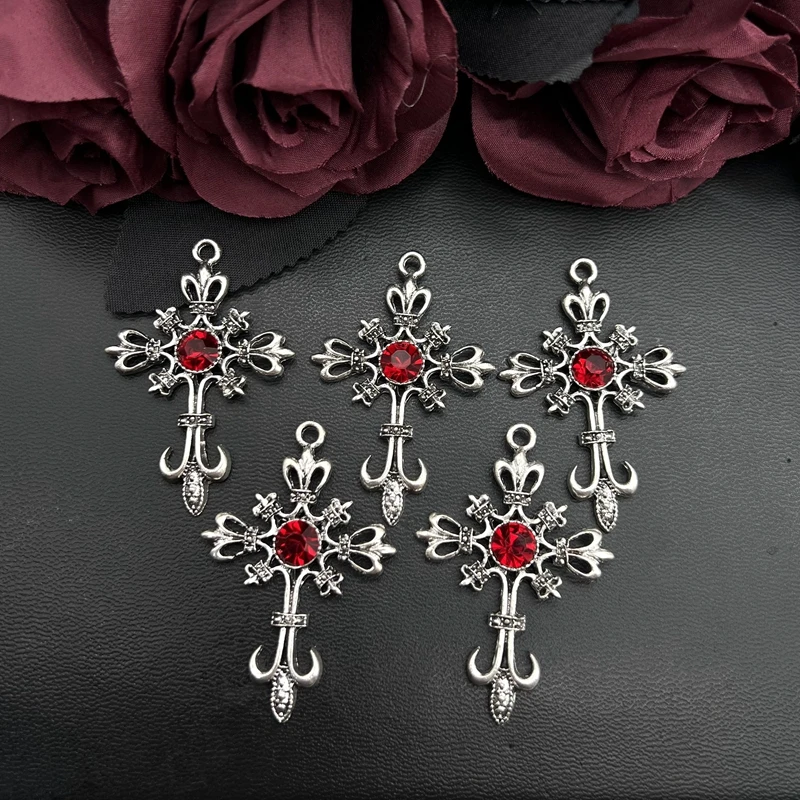 5pcs Ornate Gothic Cross Pendant Crystal Cross Pendant Designer Charms Fit Jewelry Making DIY Handmade Jewelry Findings