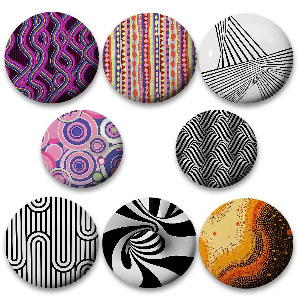 

Striped Pattern Badges Round Button Pins Slogan Creative Brooches Backpack Clothes Decoration Fashion Gifts