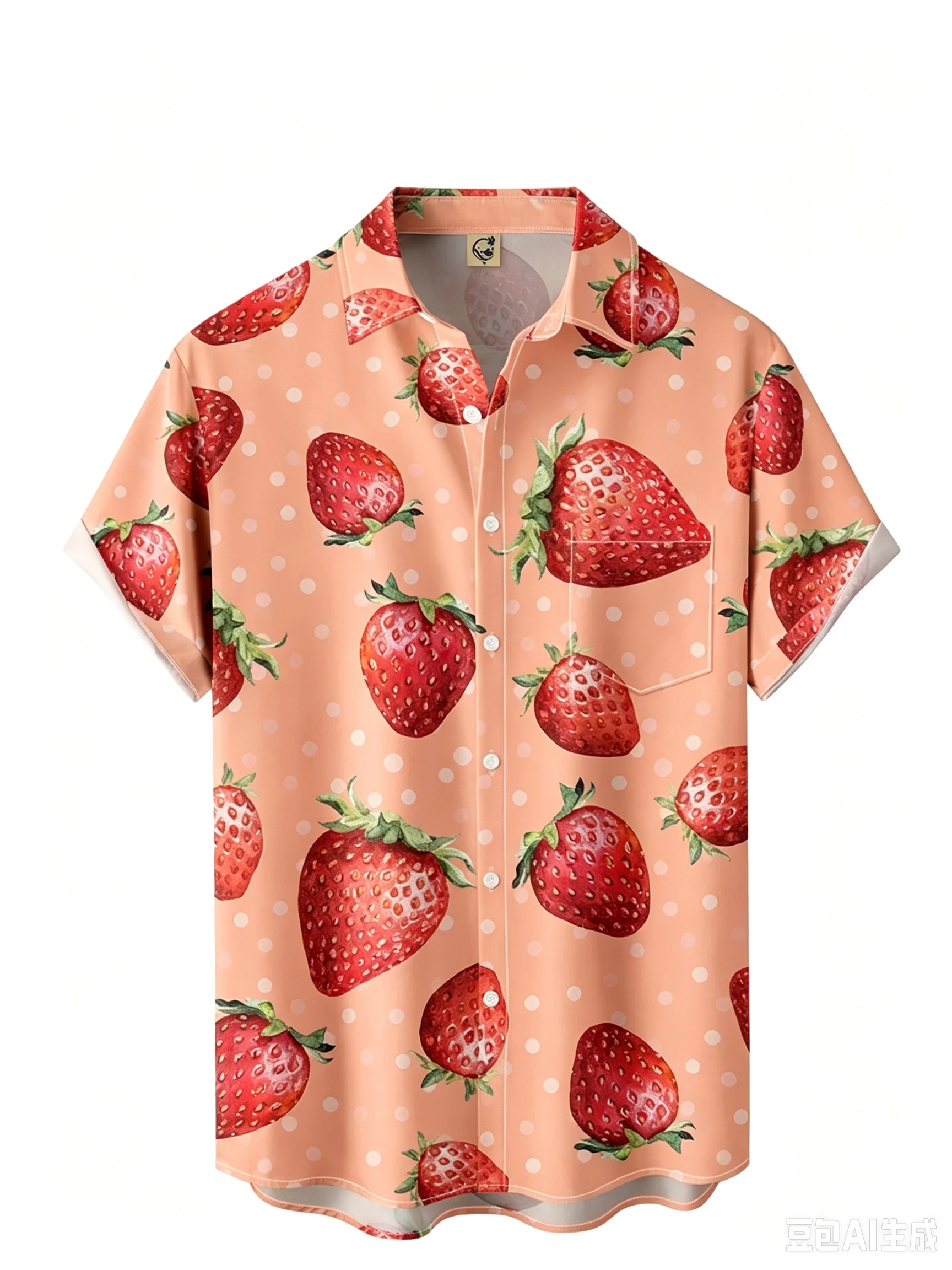 3d Printed Strawberry Pattern Hawaiian Shirts Men Women Summer Fashion Beach Button Up Lapel Shirt Button Short Sleeve Blouse