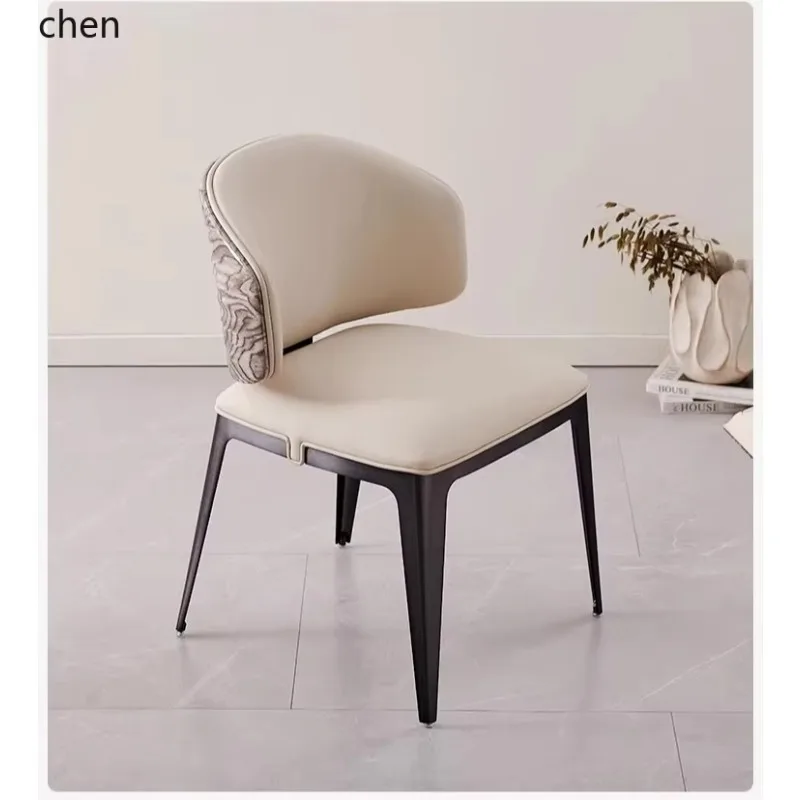 

HYS Pattern Dining Home Dining Chair Stainless Steel Simple Cafe Chair High-End Lacquer Backrest Chair