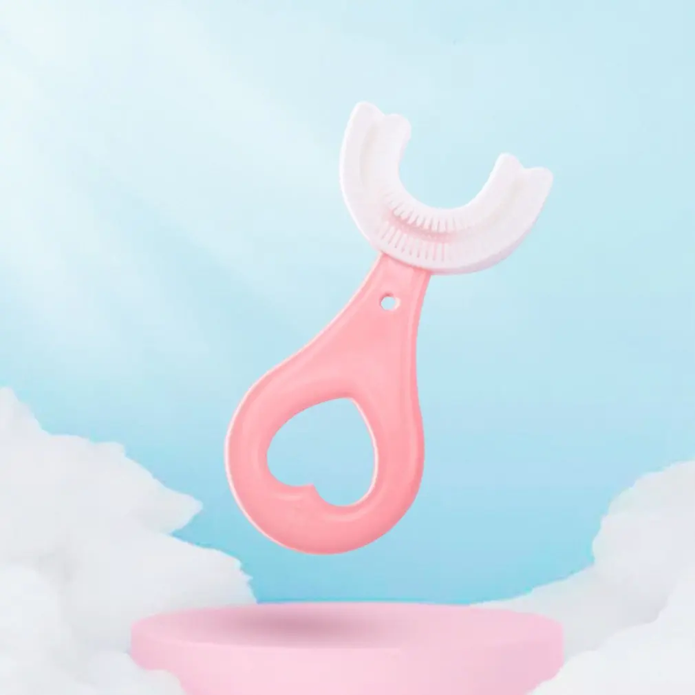 어린이용 둥근 U자형 실리콘 칫솔, 식품 등급, U자형 칫솔, 구강 전체 치아 세척