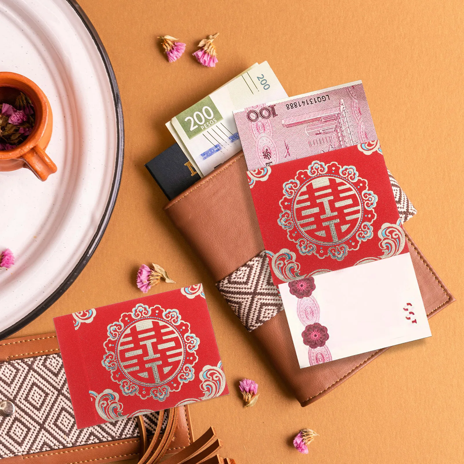 

6 шт., китайские свадебные рукава для денег, элегантный держатель для денег, декоративный бумажный конверт, рукав, свадебный чехол для пакета денег