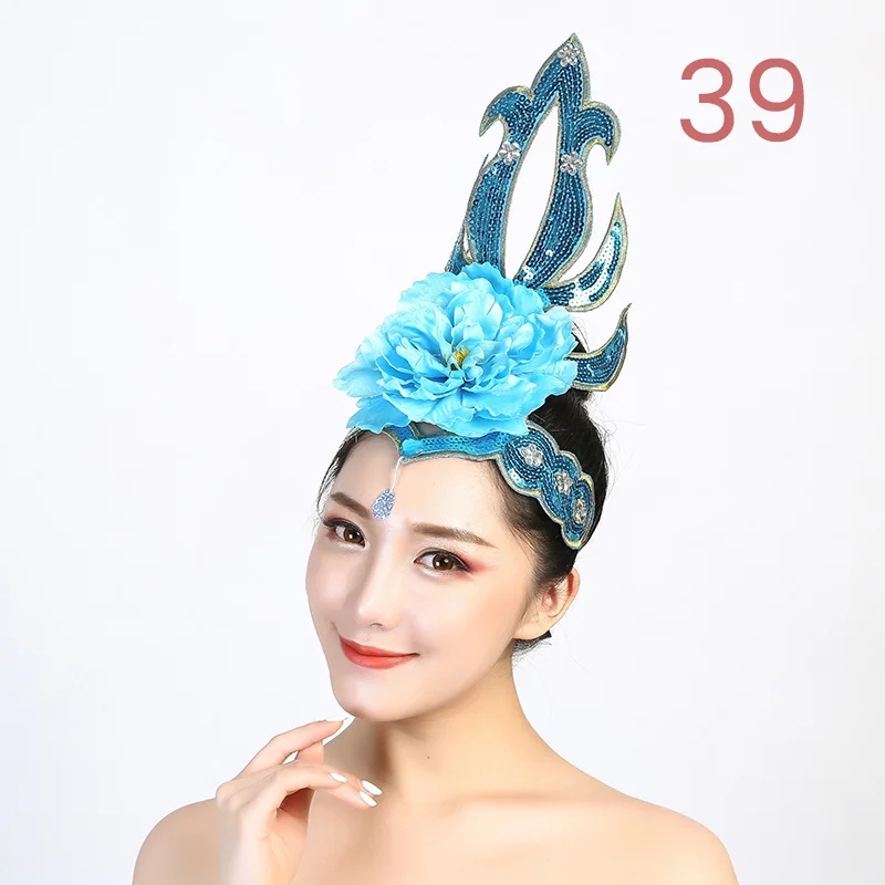 Women Yangko Folk Dance Tiara Dance Classical Dance Head Flower Headdress Opening Dance Show Stage Performance Hair Accessories