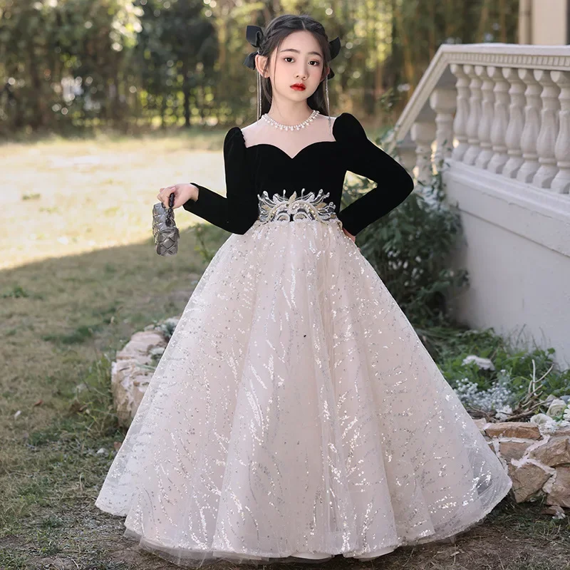 

Children's Elegant Dress for Girls Carnival Costume for A Girl Teenagers Quinceanera Dresses Infants Sequins Ball Gowns