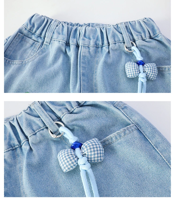 Neue Trendige Kinder-Jeans mit Anhänger für Teenager-Mädchen, Modische Street-Denim-Hosen, Kinder-Trendjeans 5-14 Jahre – Detail 11